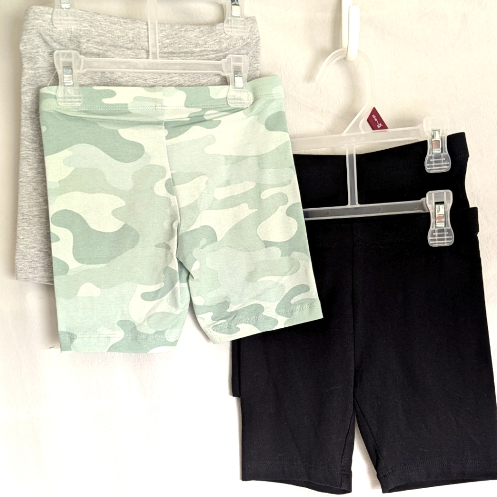Shorts Bundle 4 pairs new cotton knit unisex kids shorts sz 6 black gray camo